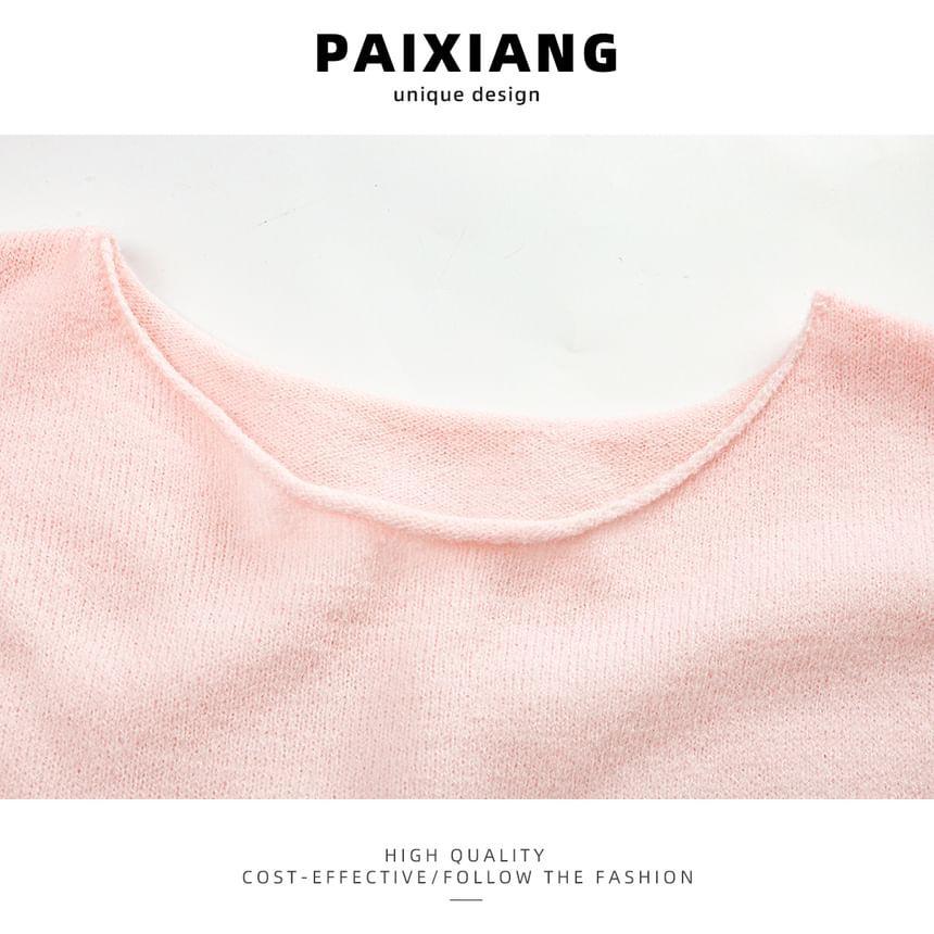 Round Neck Plain Sweater Product Image