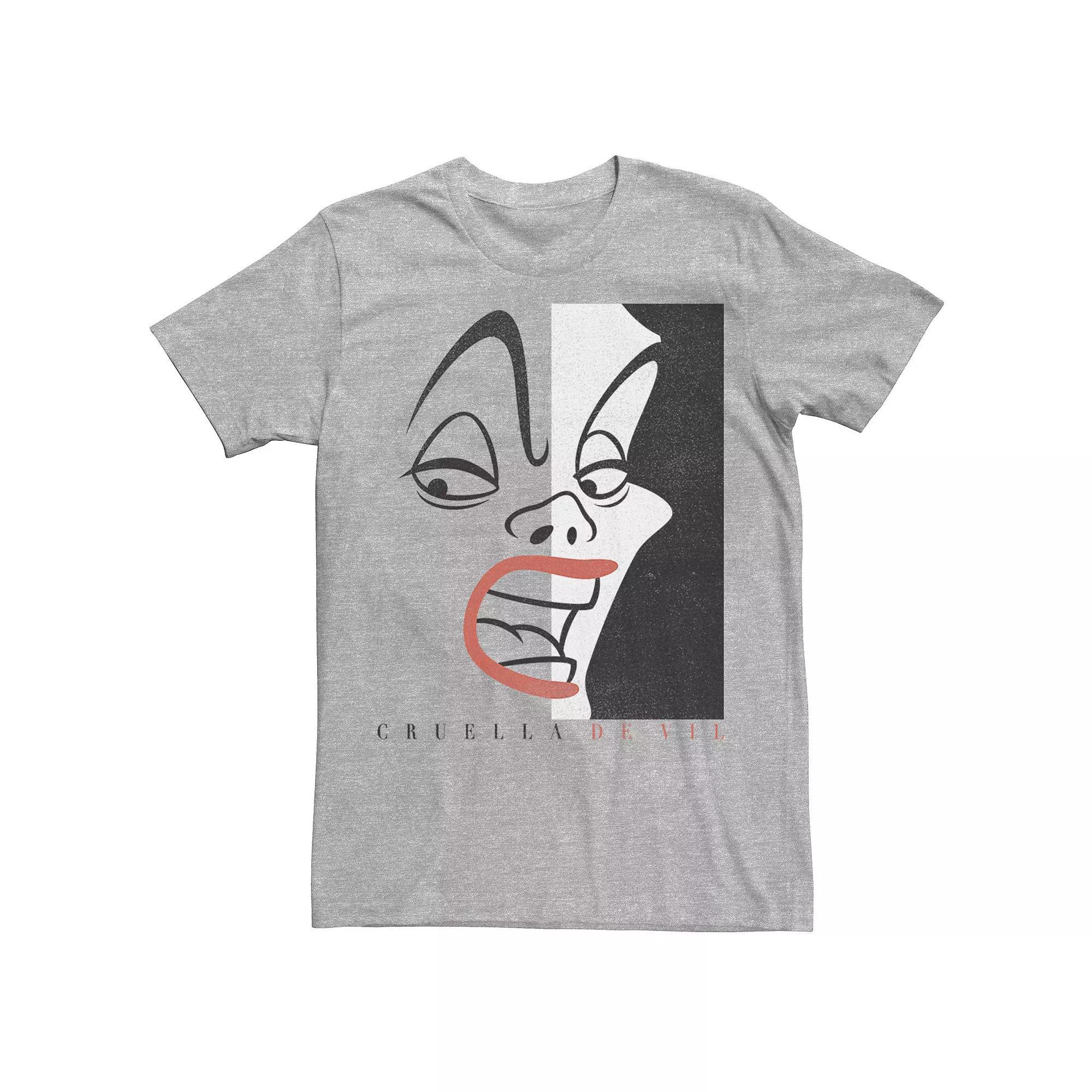 Disney's 101 Dalmations Men's Cruella Devil Head Shot Line Art Graphic Tee,  Product Image