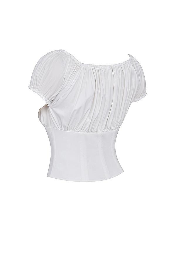 Kitty  white gathered top Product Image
