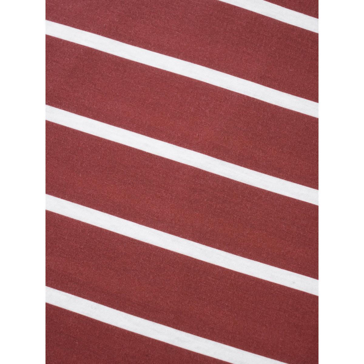 Plus Size Striped Print Raglan Sleeve Button Up T-shirt Burgundy Women Casual Contrast Striped Round Neck Everyday T-shirts BloomChic 26/4X Product Image