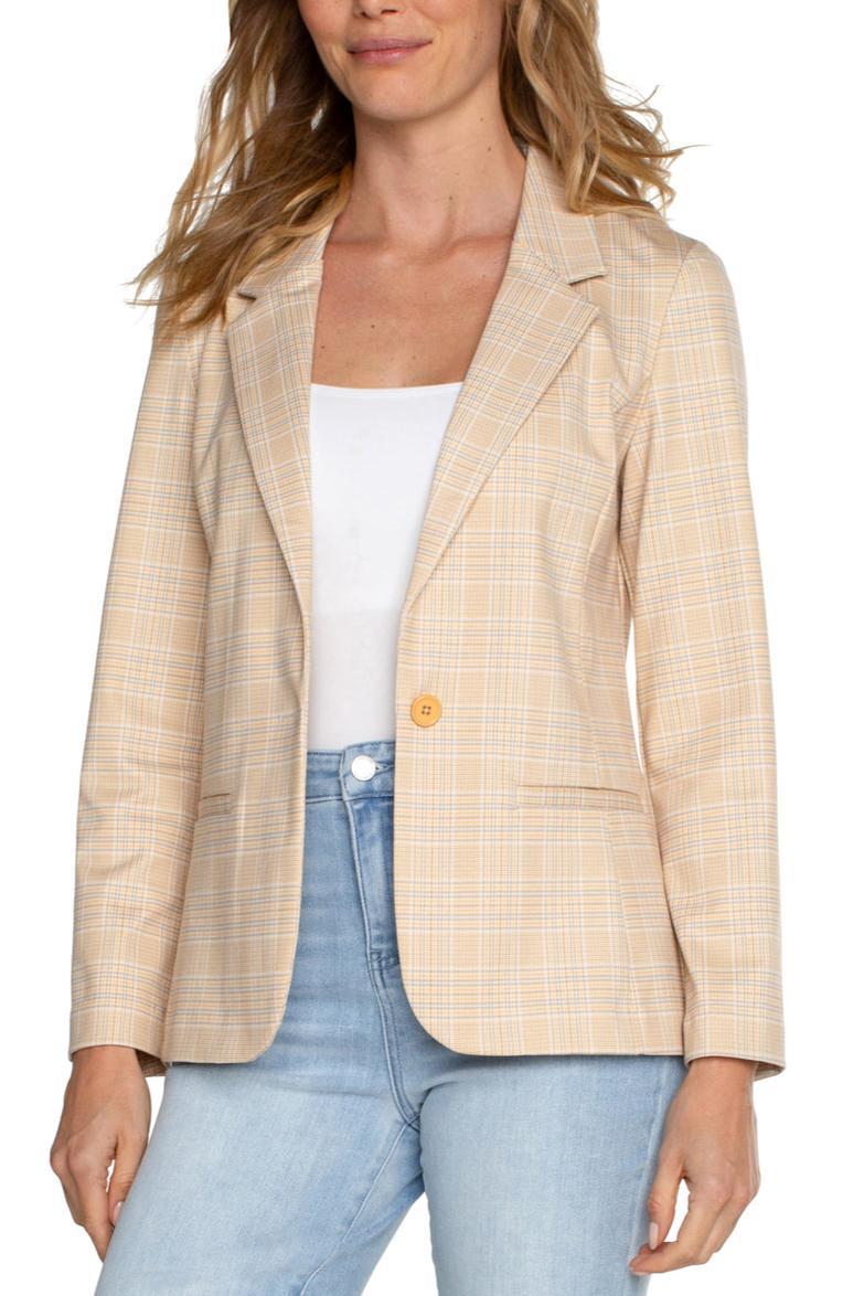 Fitted Blazer-Flaxed Gold Glen Plaid Product Image