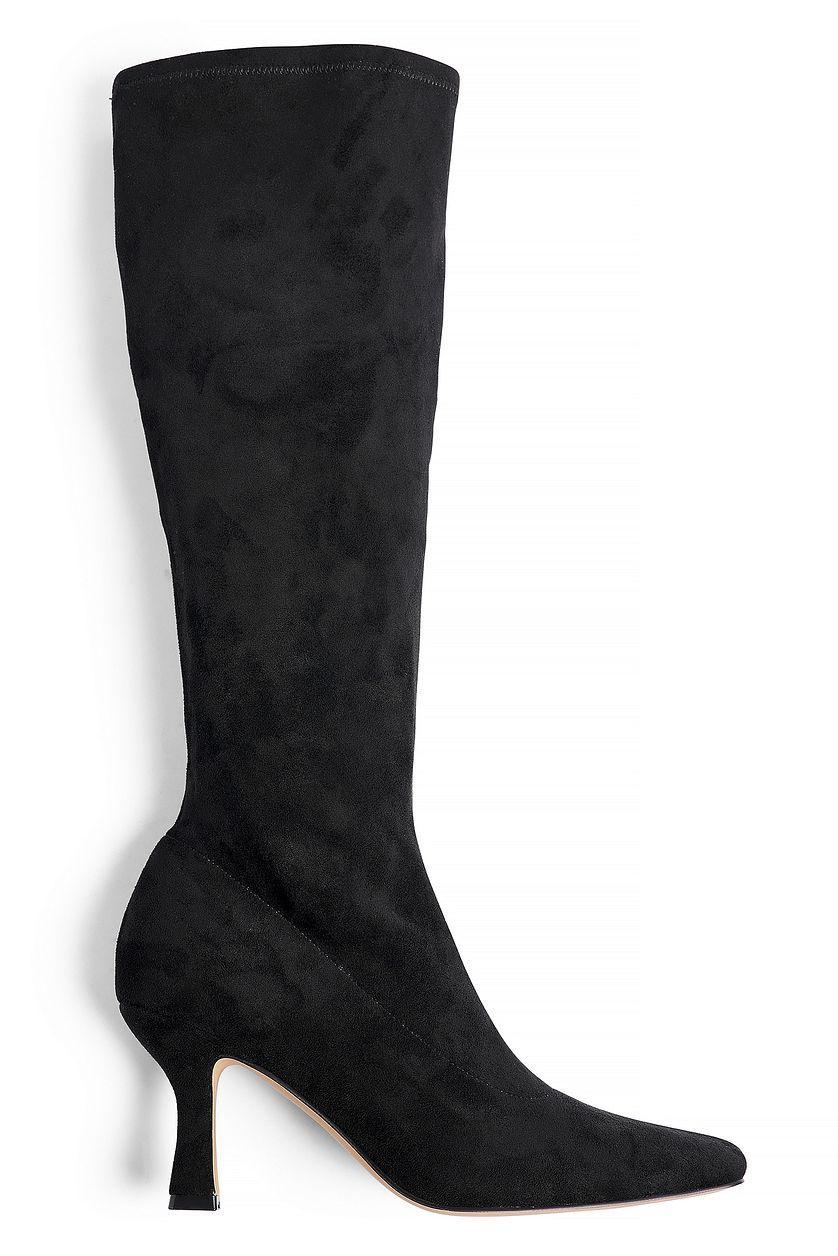 Faux Suede Fitted Knee High Boots Product Image