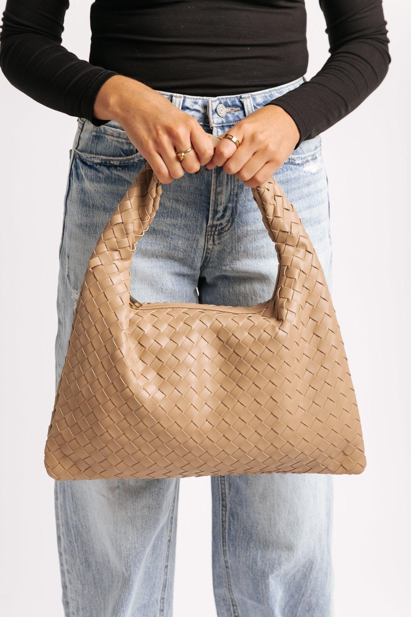 Leah Natural Woven Vegan Leather Shoulder Bag - FINAL SALE Product Image