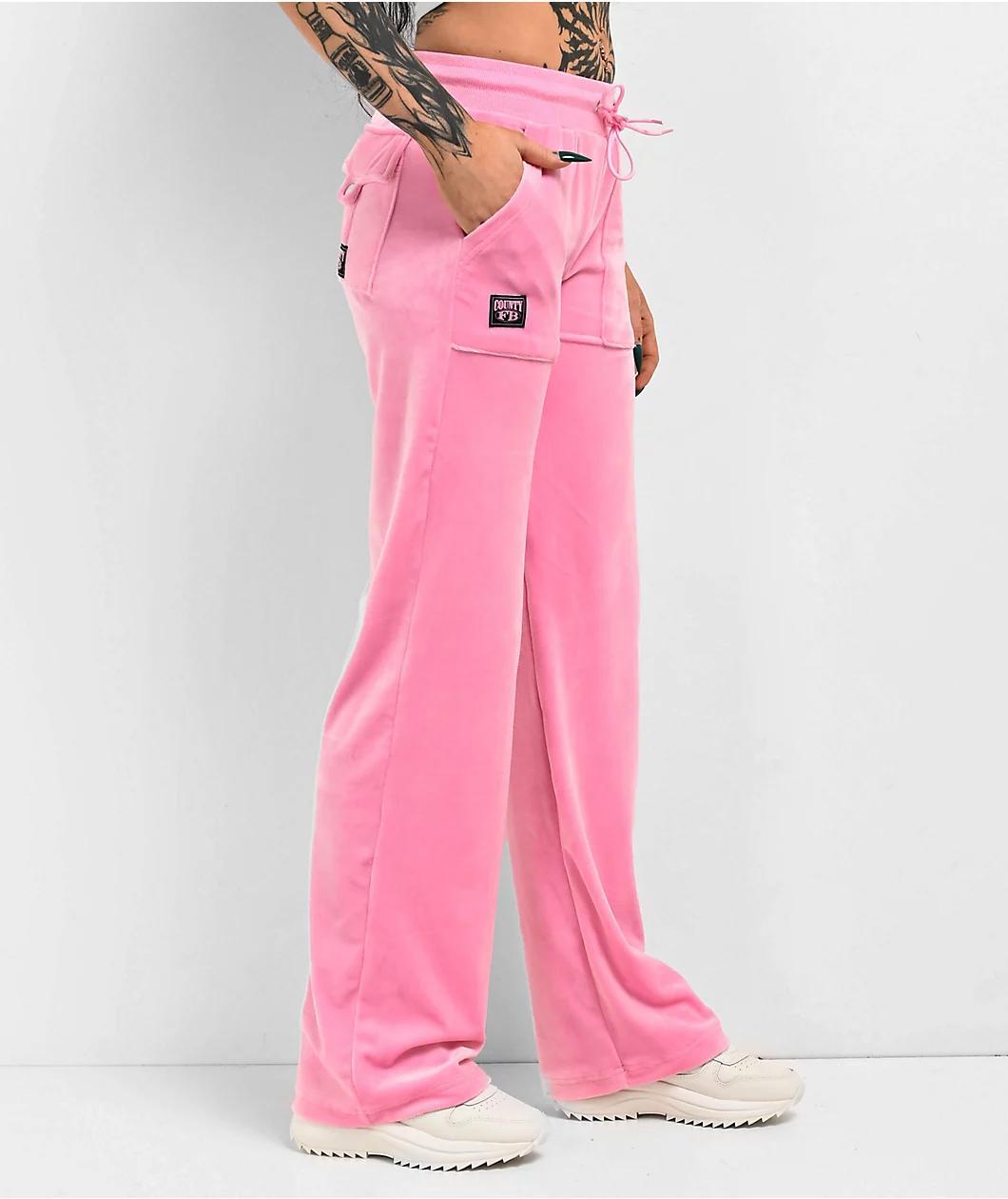 FB County Pink Velour Track Pants Product Image