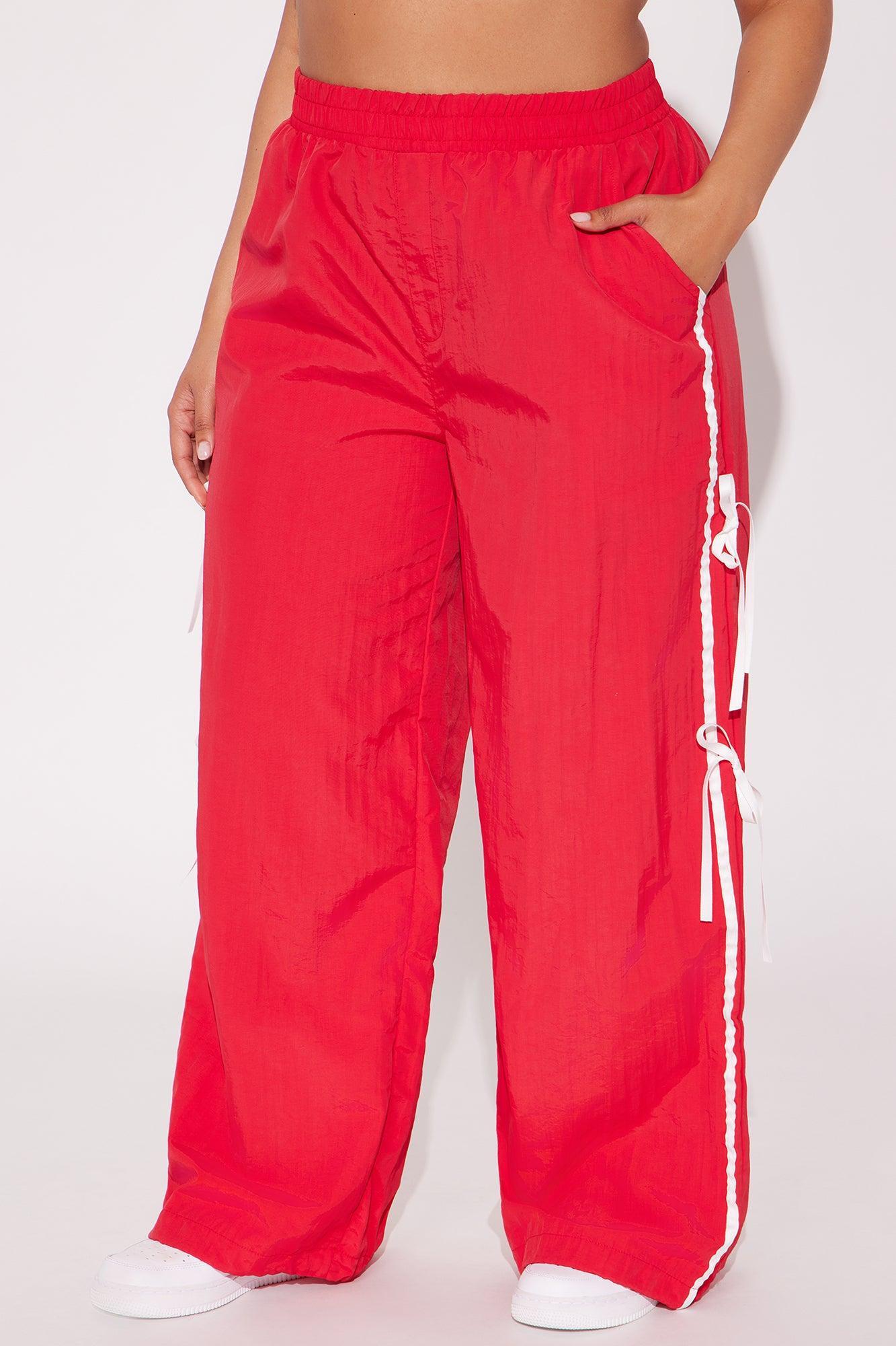 Cindy Windbreaker Track Pant - Red Product Image