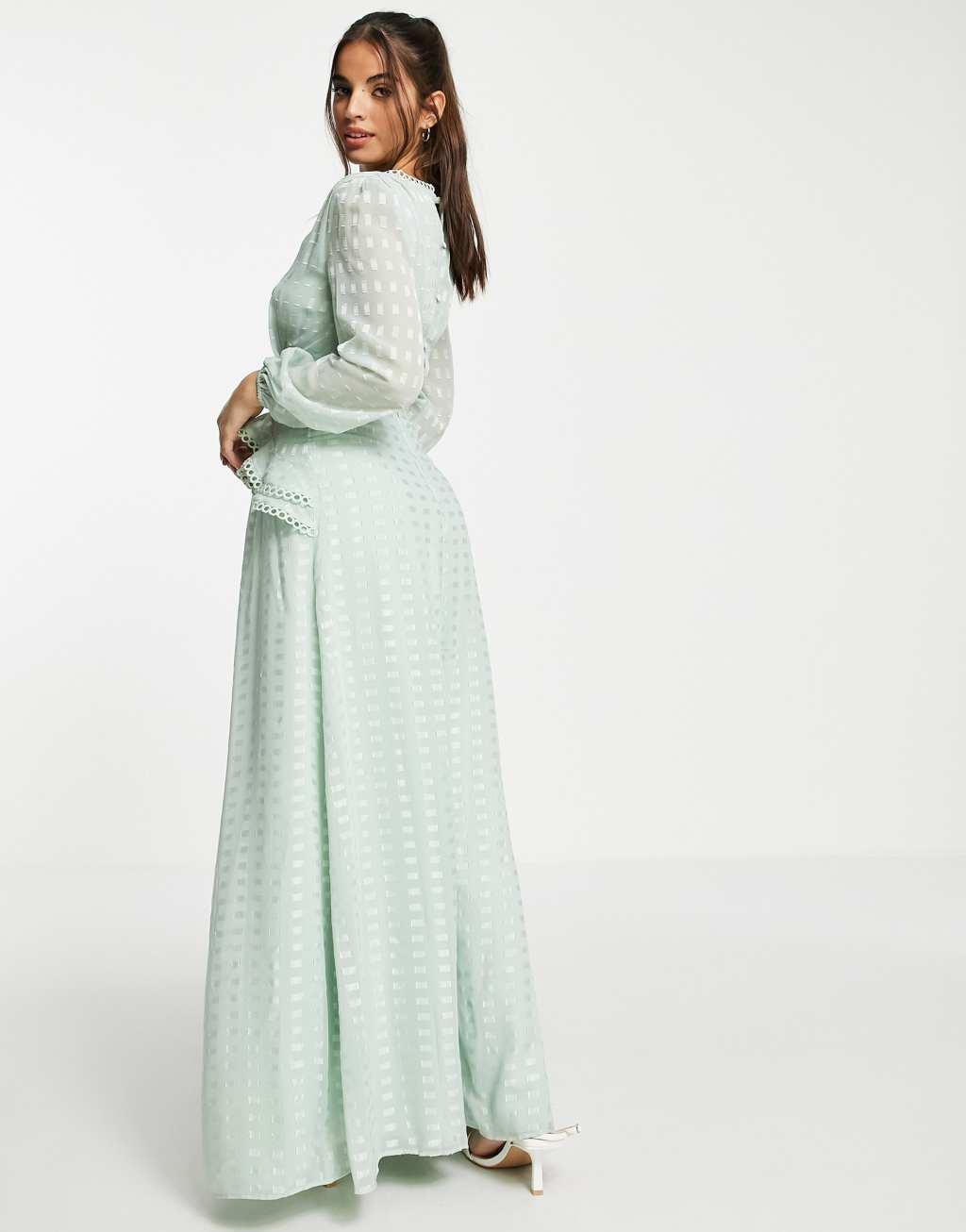 Lipsy plunge maxi dress in soft mint Product Image