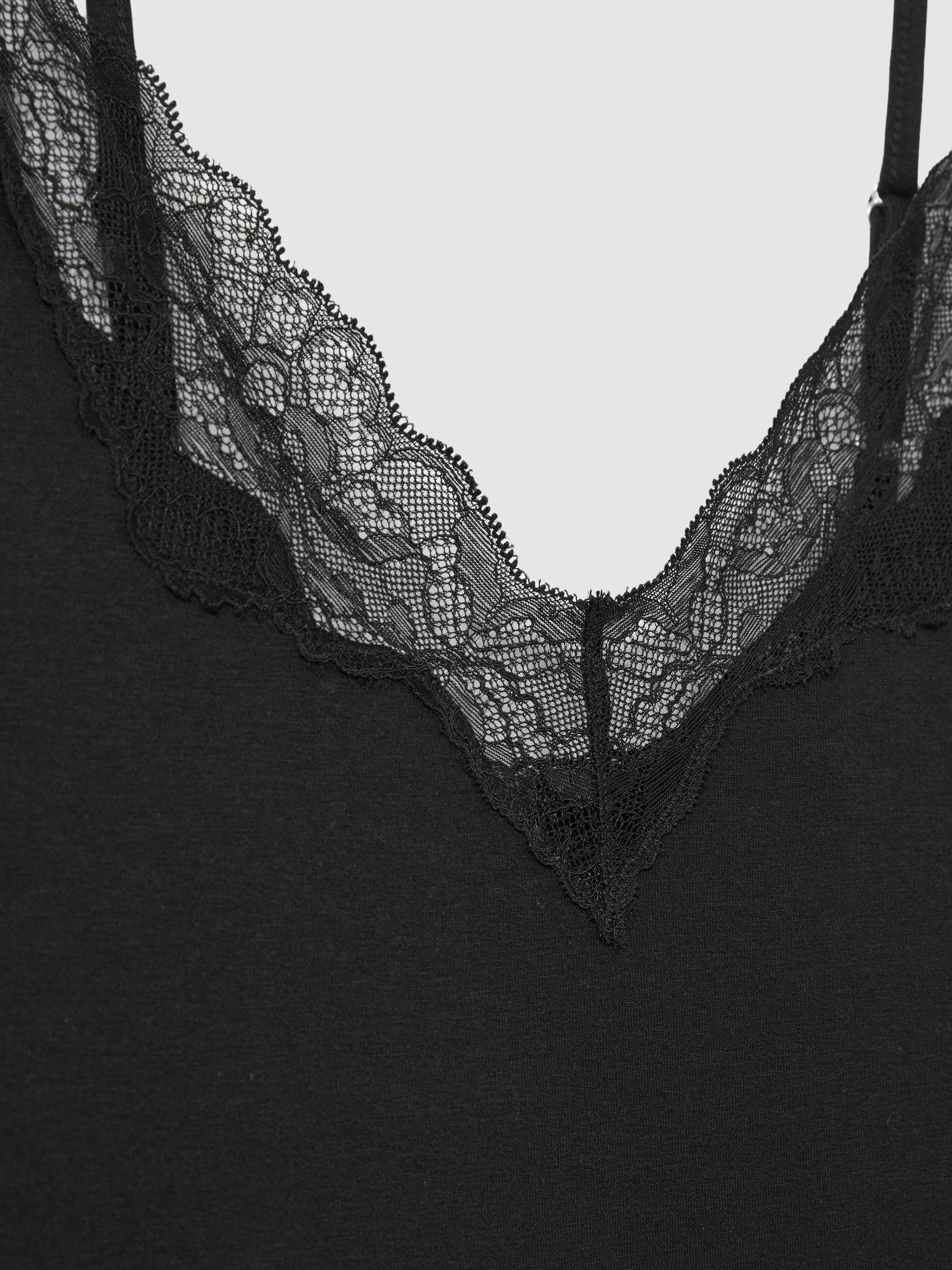 Lace-Trimmed Jersey Camisole with Cotton and Modal in Black Product Image