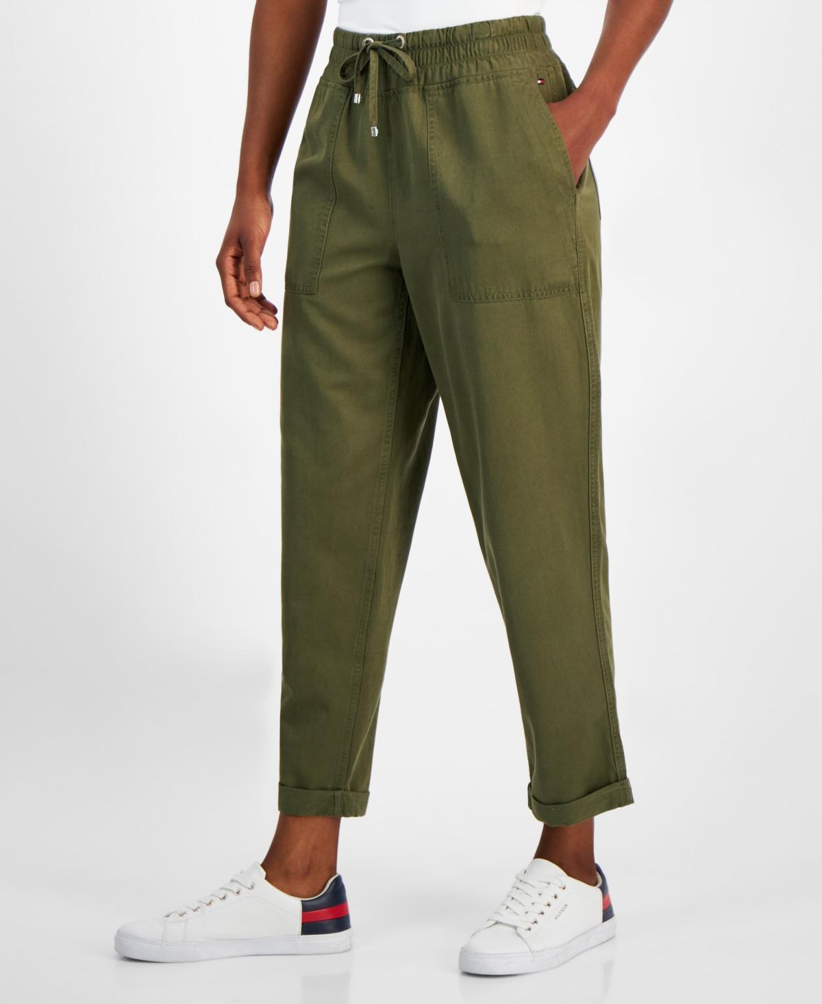 Tommy Hilfiger Womens High Rise Cuffed Twill Pants Product Image