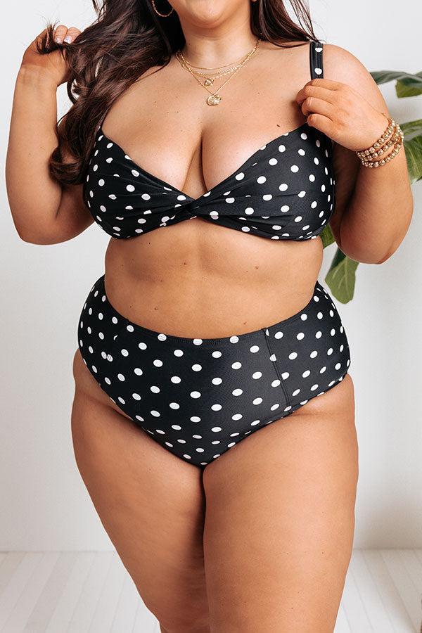 Tanning In Tulum High Waist Polka Dot Bikini Bottom in Black Product Image