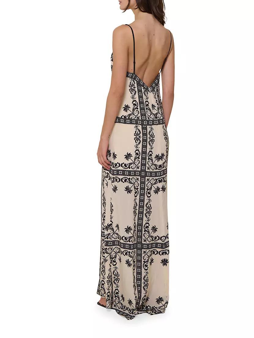 Reinvention Printed Silk Plunge-Back Maxi Dress Product Image