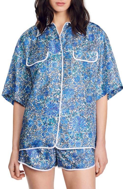 Womens Oversized Floral Silk Shirt Product Image