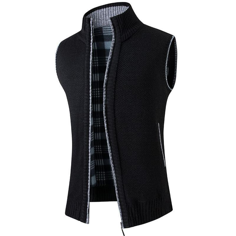 Stand Collar Plain Zip Sweater Vest Product Image
