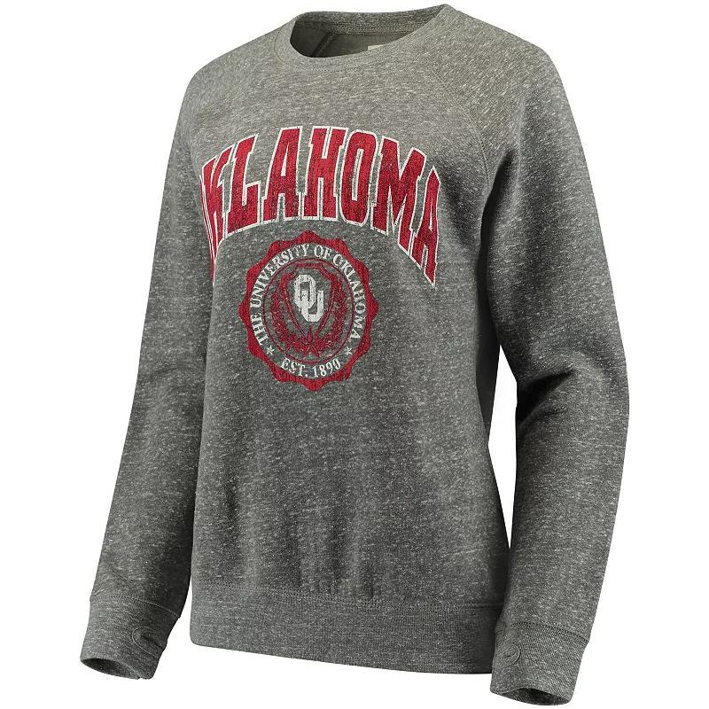 Women's Pressbox Heathered Gray Oklahoma Sooners Edith Vintage Knobi Pullover Sweatshirt,  Product Image
