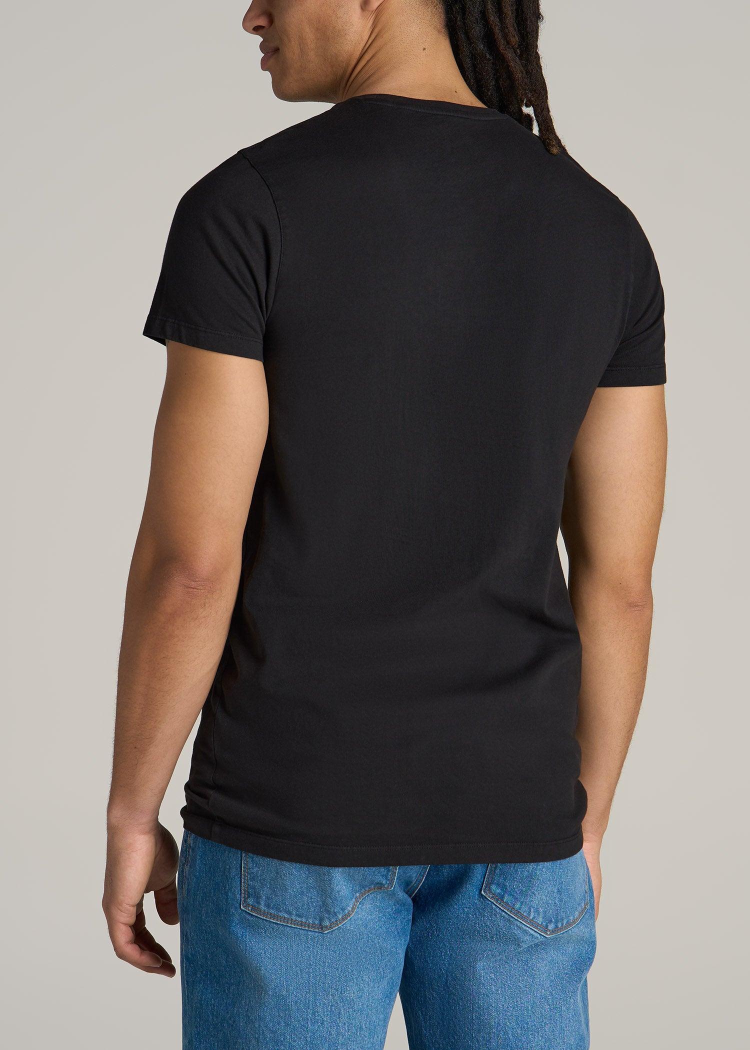Modern Fit Garment Dyed Cotton T-Shirt for Tall Men in Black Male Product Image