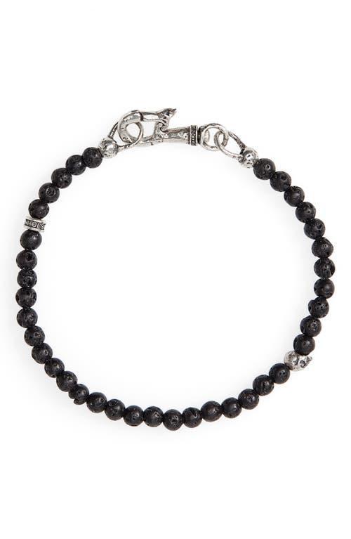 Mens Skull Lava Stone Beaded Bracelet Product Image