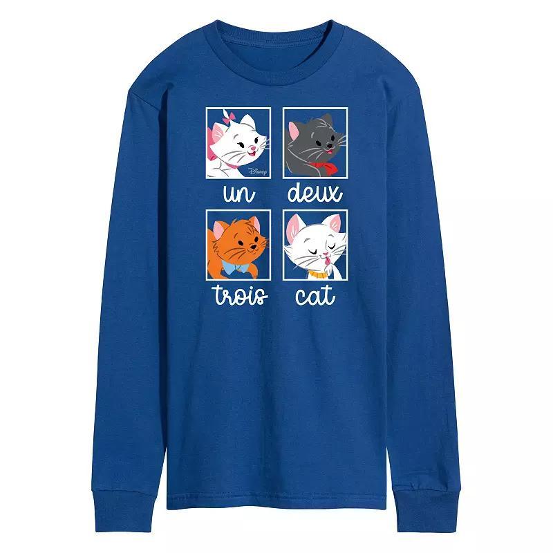 Disney's The Aristocats Men's Un Deux Trois Cat Long Sleeve Graphic Tee, Size: Medium, Blue Product Image