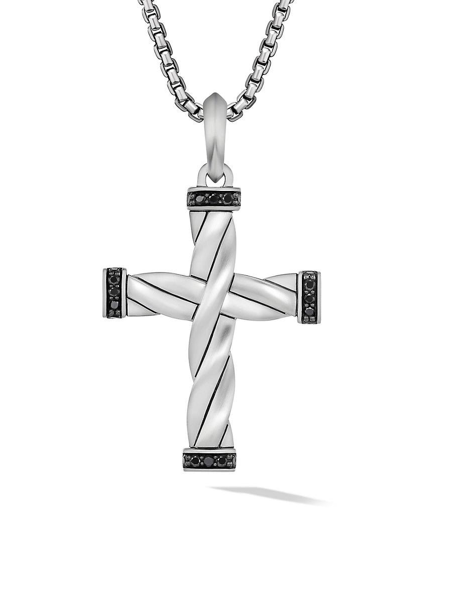 Mens DY Helios Cross Pendant in Sterling Silver Product Image