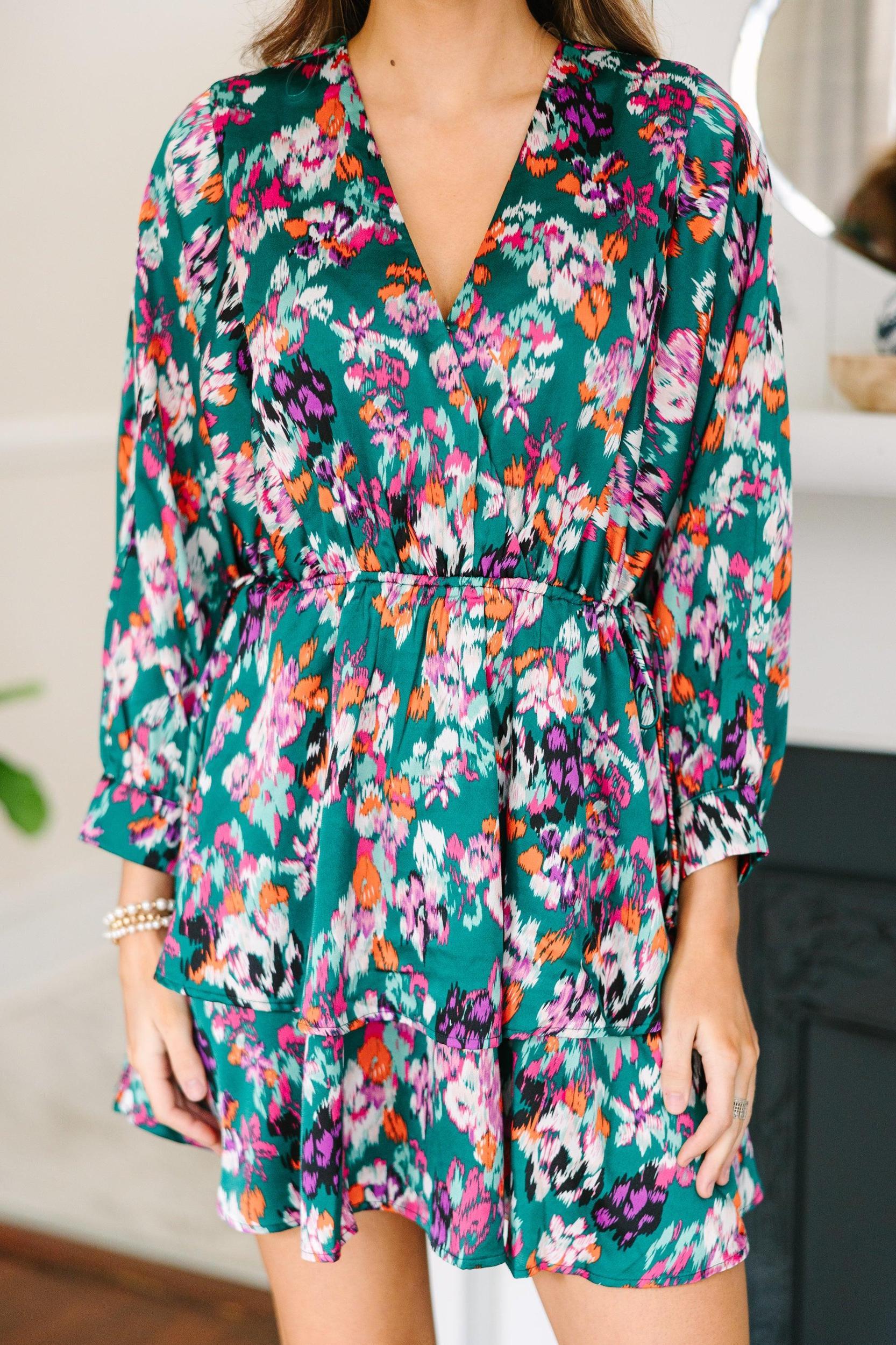 Mention You By Name Teal Green Abstract Dress Female Product Image