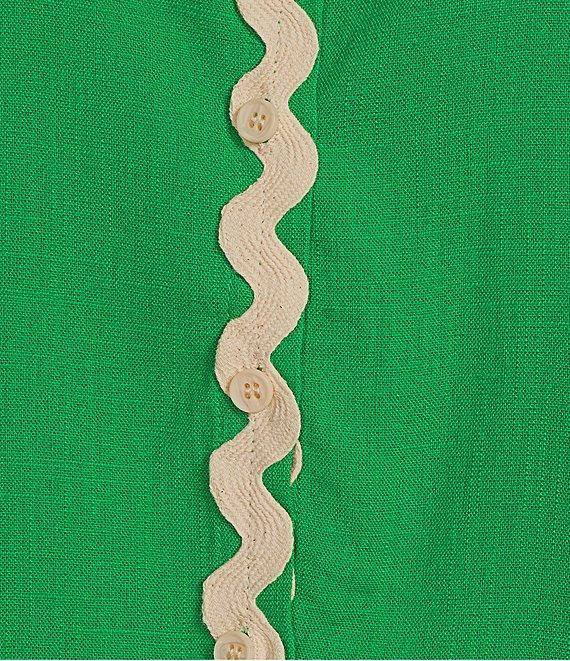 Sugarlips Coordinating Collar Neck Short Sleeve Button Down Rick Rack Trim Shirt Product Image