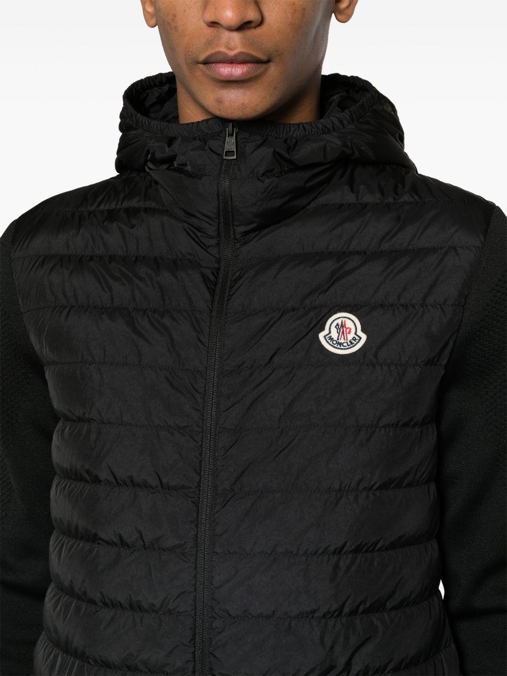 knitted-panels hooded puffer jacket Product Image