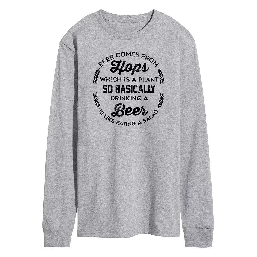 Men's Beer Comes From Hops Long Sleeve Graphic Tee,  Product Image