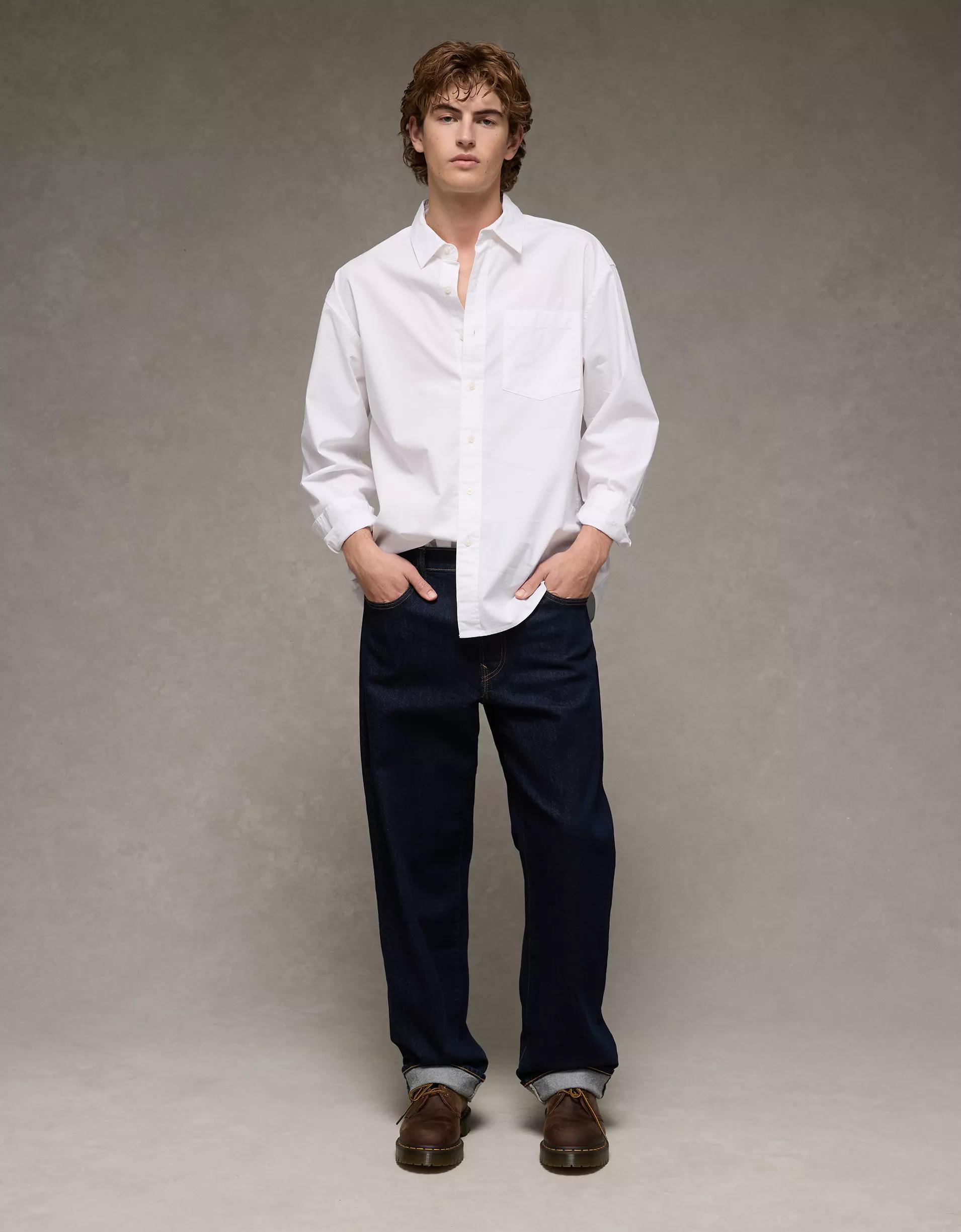 AE Everyday Relaxed Fit Poplin Button-Up Shirt Product Image