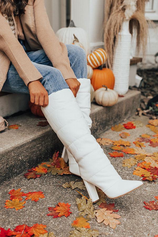 The Stowe Faux Leather Boot In White Product Image