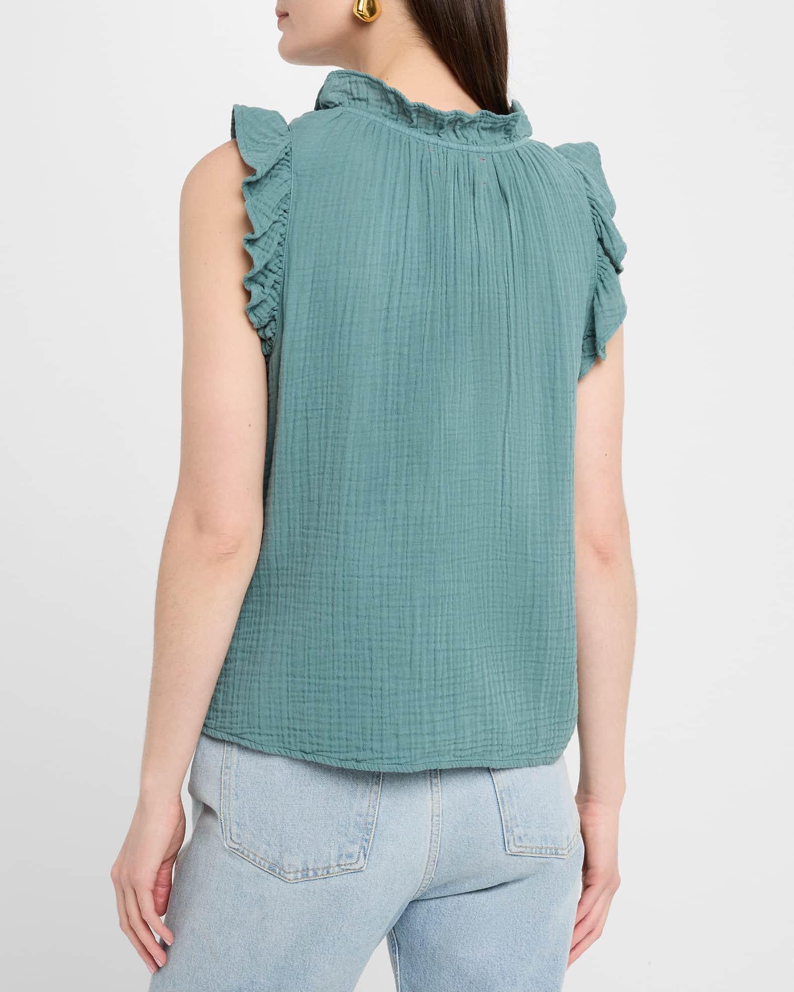 Bex Sleeveless Ruffle Cotton Gauze Top Product Image