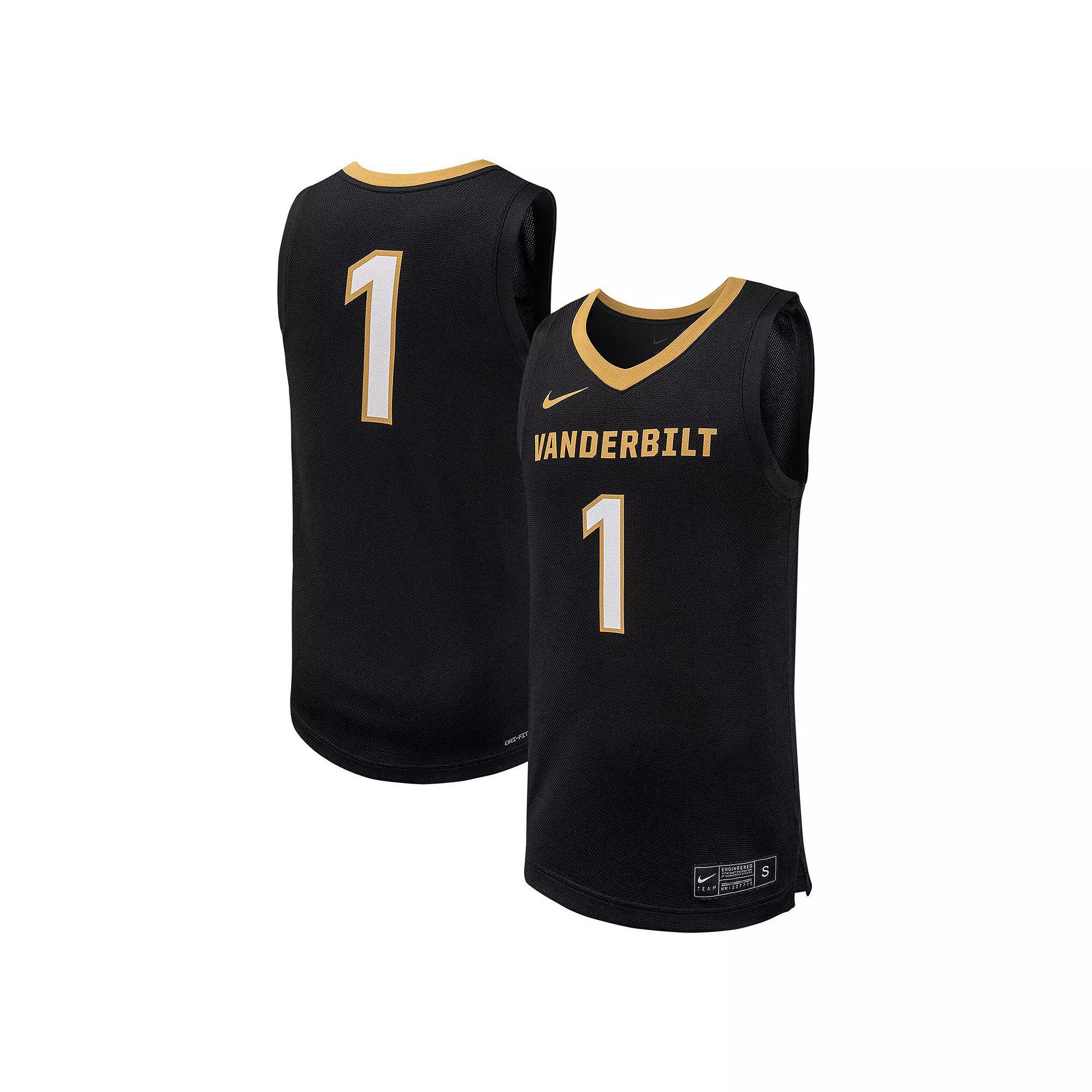 Men's Nike #1 Black Vanderbilt Commodores Replica Basketball Jersey,  Product Image