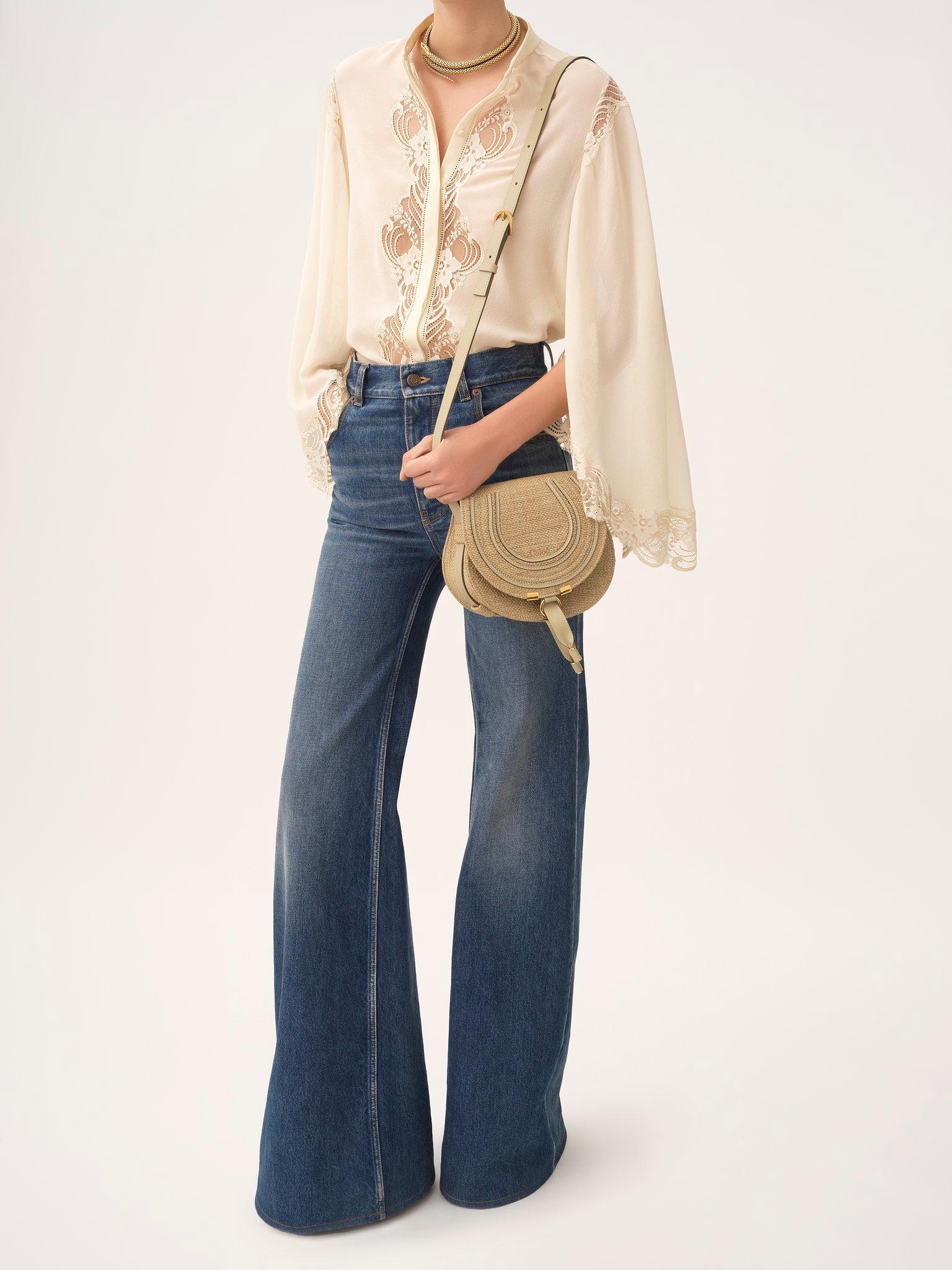 Small Marcie saddle bag in raffia-effect fibers Product Image