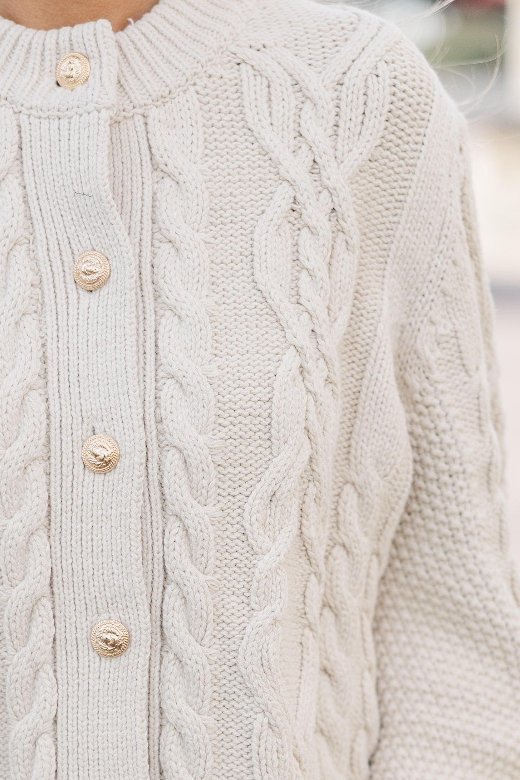 All The Good Oatmeal Cable Knit Cardigan Female Product Image