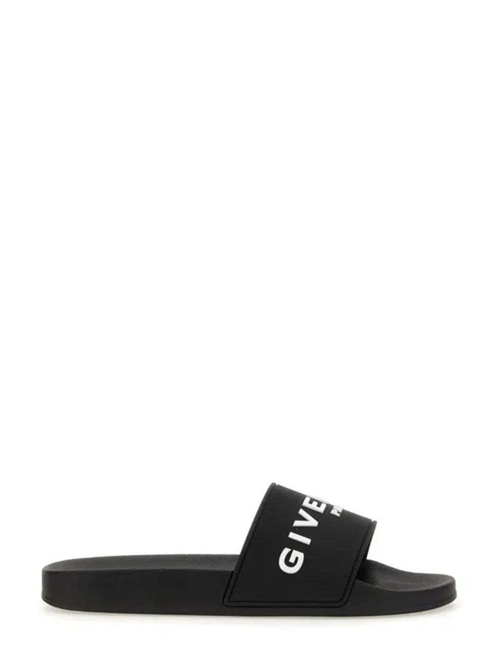 Black Logo-Print Pool Slides Product Image