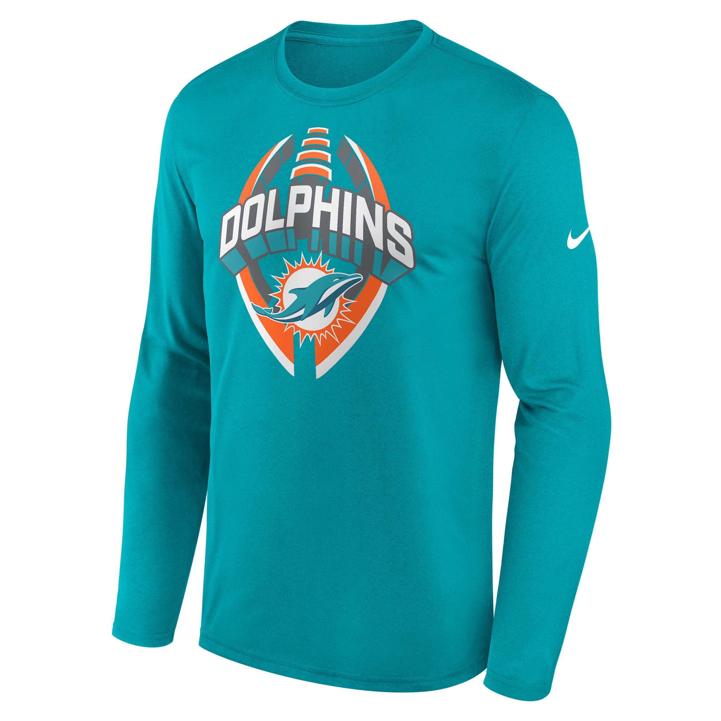 Miami Dolphins Legend Icon Nike Mens Dri-FIT NFL Long-Sleeve T-Shirt | NKHT3GT9P-NCF Product Image