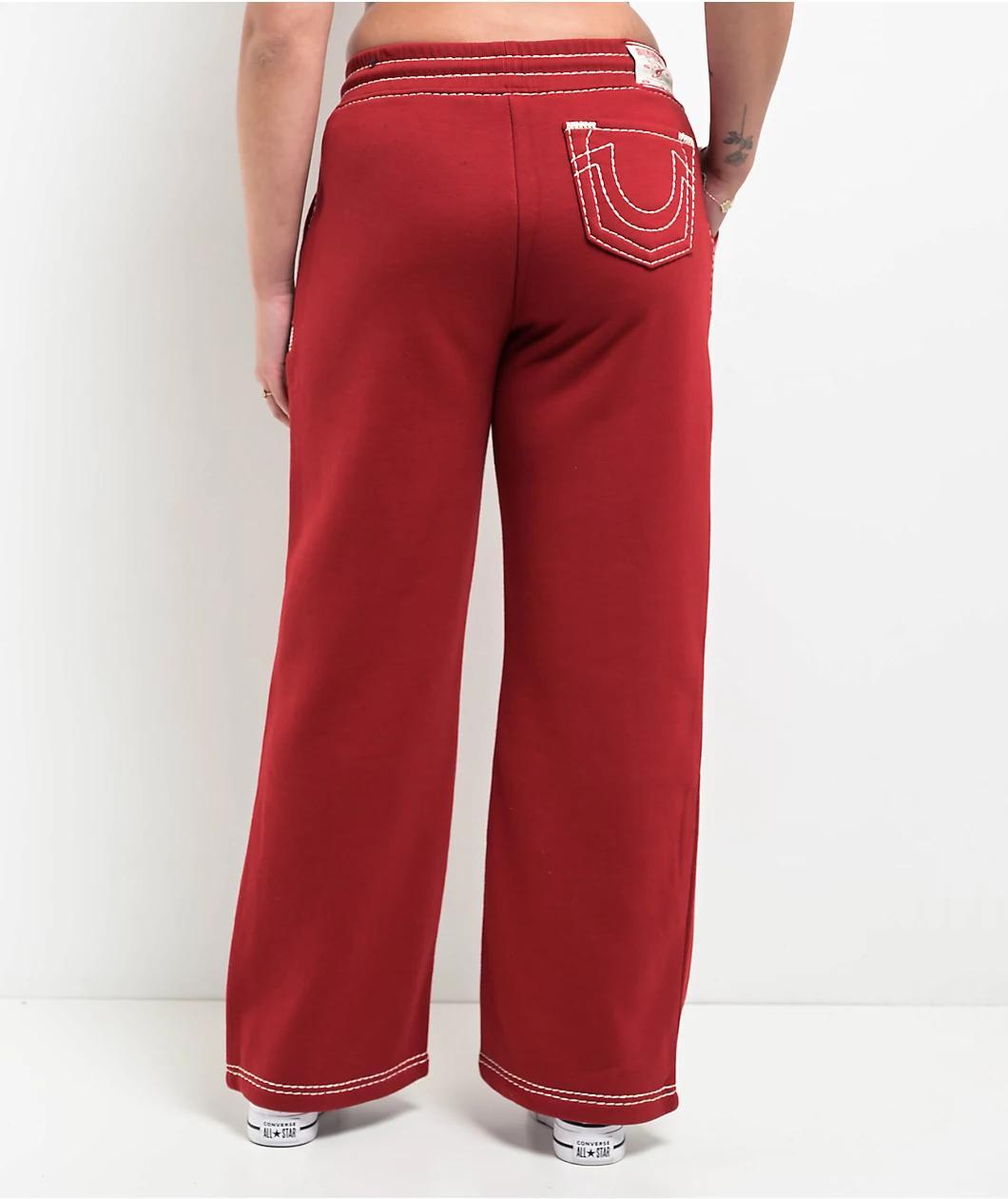 True Religion Super T Fleece Ruby Red Sweatpants Product Image