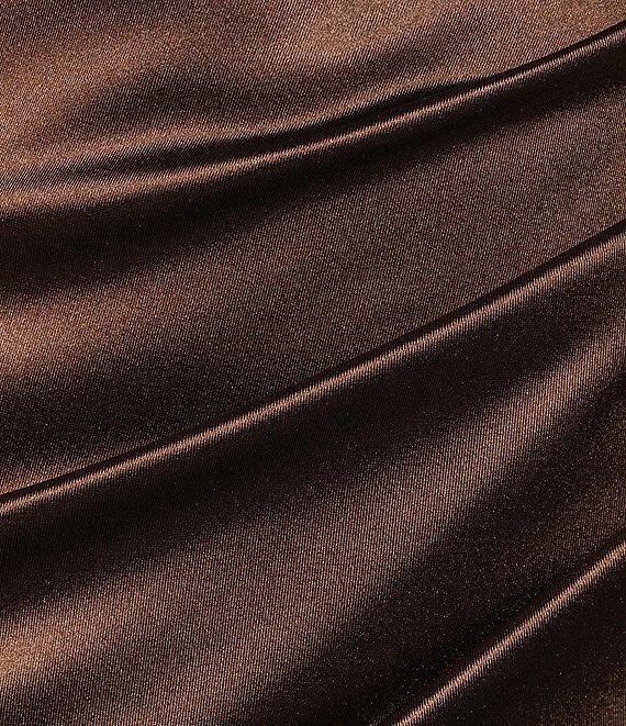 Honey and Rosie Sateen V-Neck Pleated Mermaid Gown Product Image