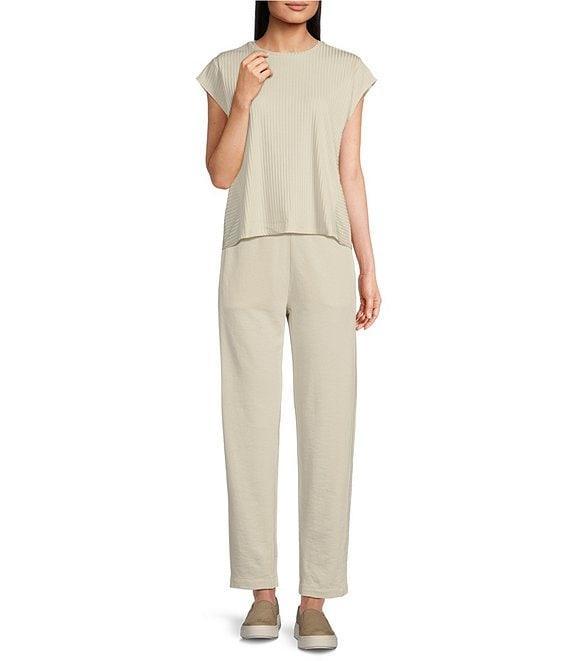 Eileen Fisher Textured Stretch Rib Round Neck Cap Sleeve Top Product Image