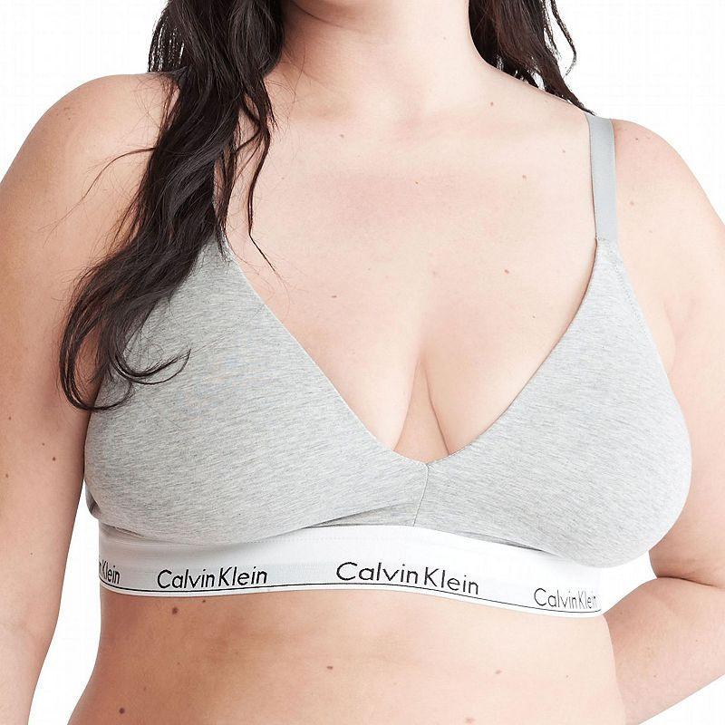 Calvin Klein Womens Icon Cotton Modal Lightly Lined Triangle Bralette - Grey - S Product Image