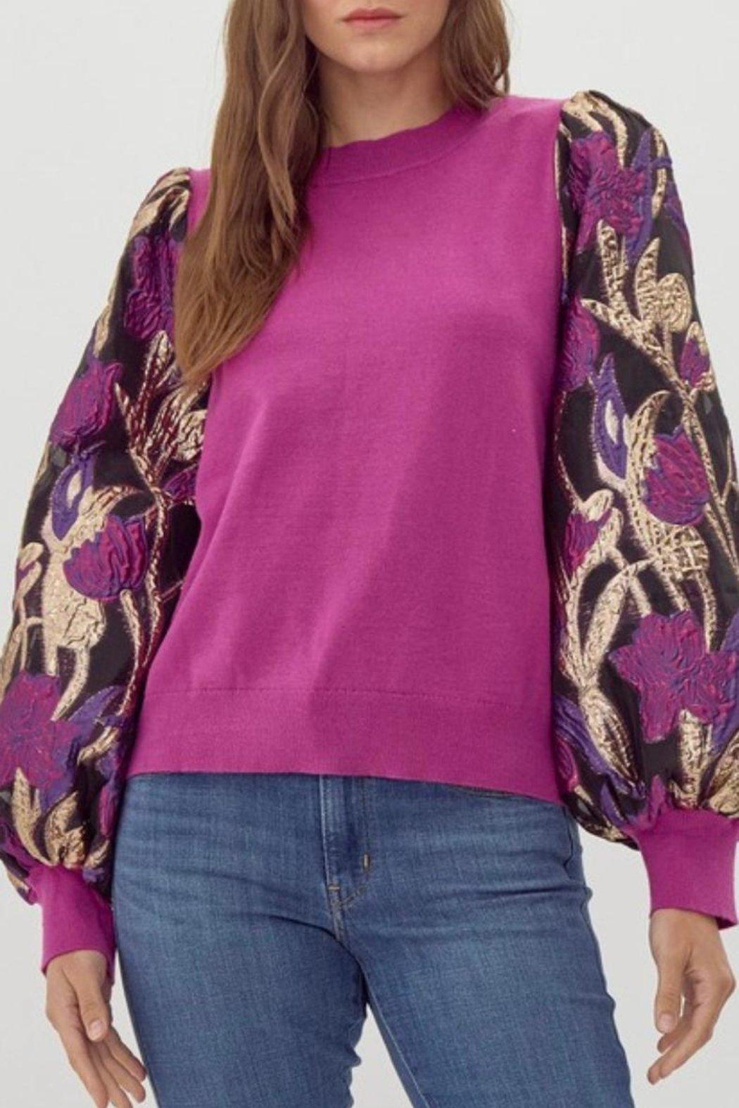 Purple Balloon Sleeve Sweater Product Image