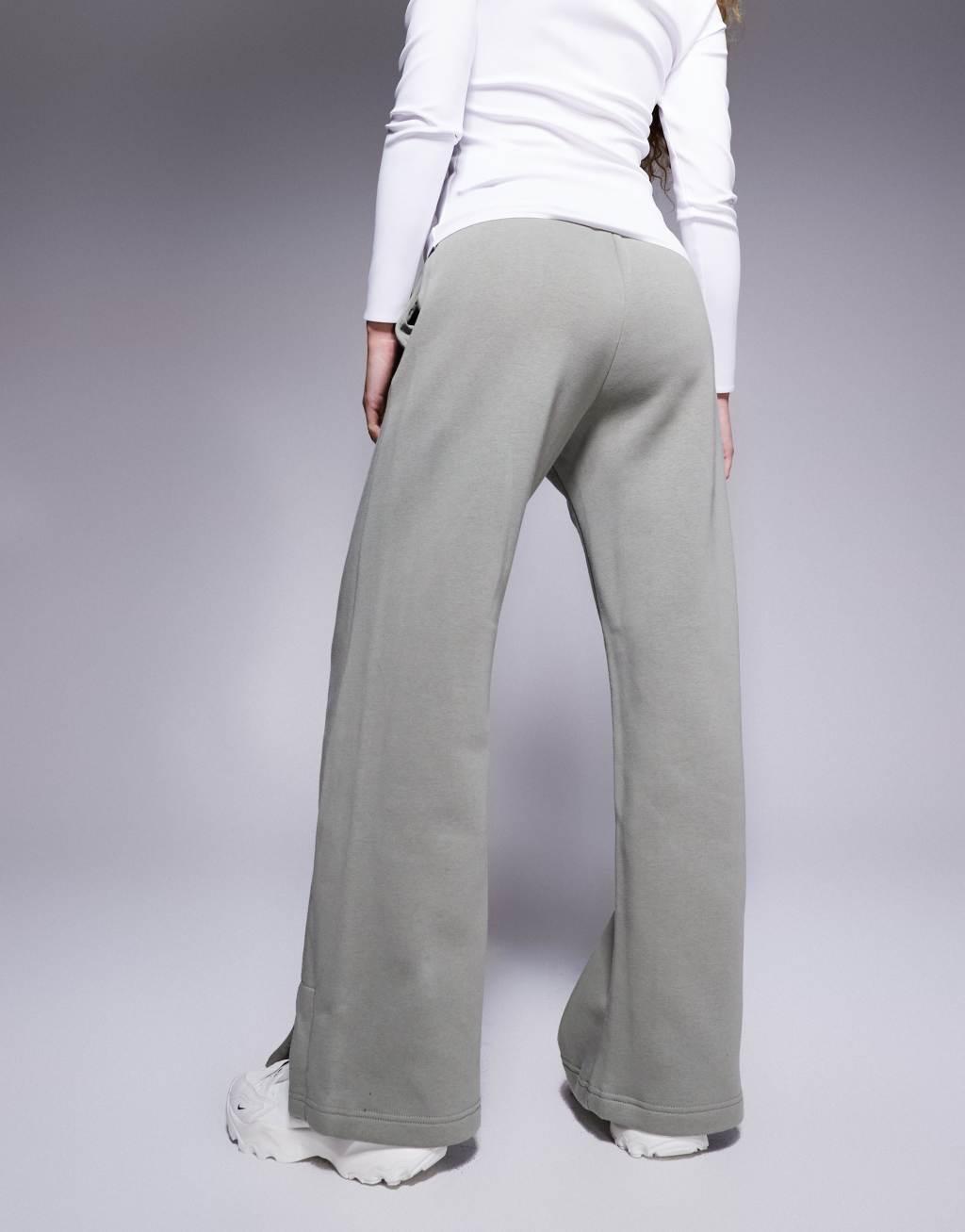 Nike Phoenix Fleece high-waisted wide leg sweatpants in khaki Product Image