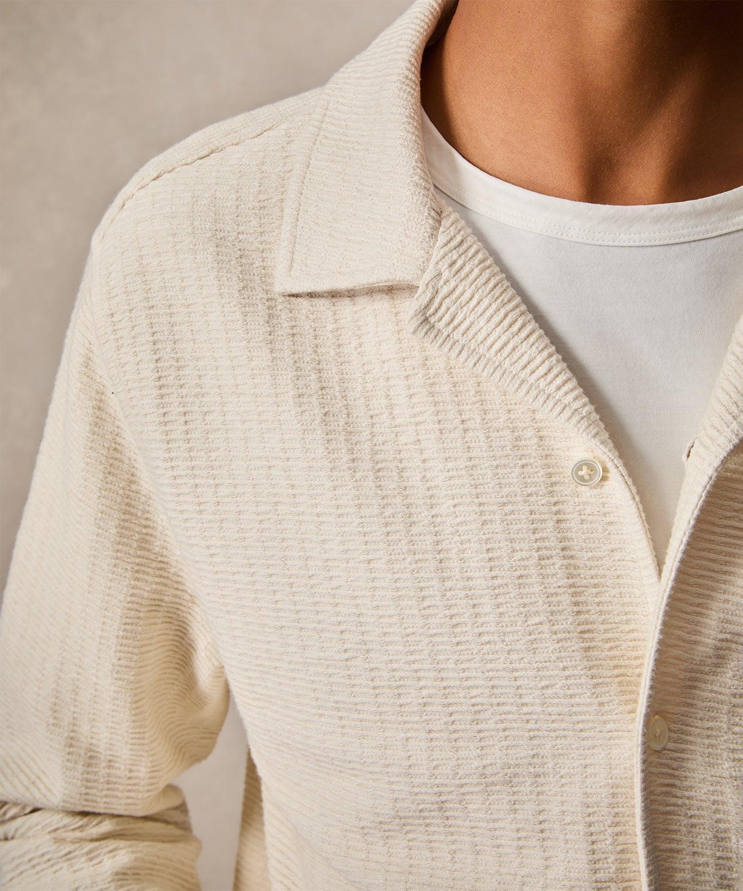 Textured Guayabera Shirt in Coastal White Product Image