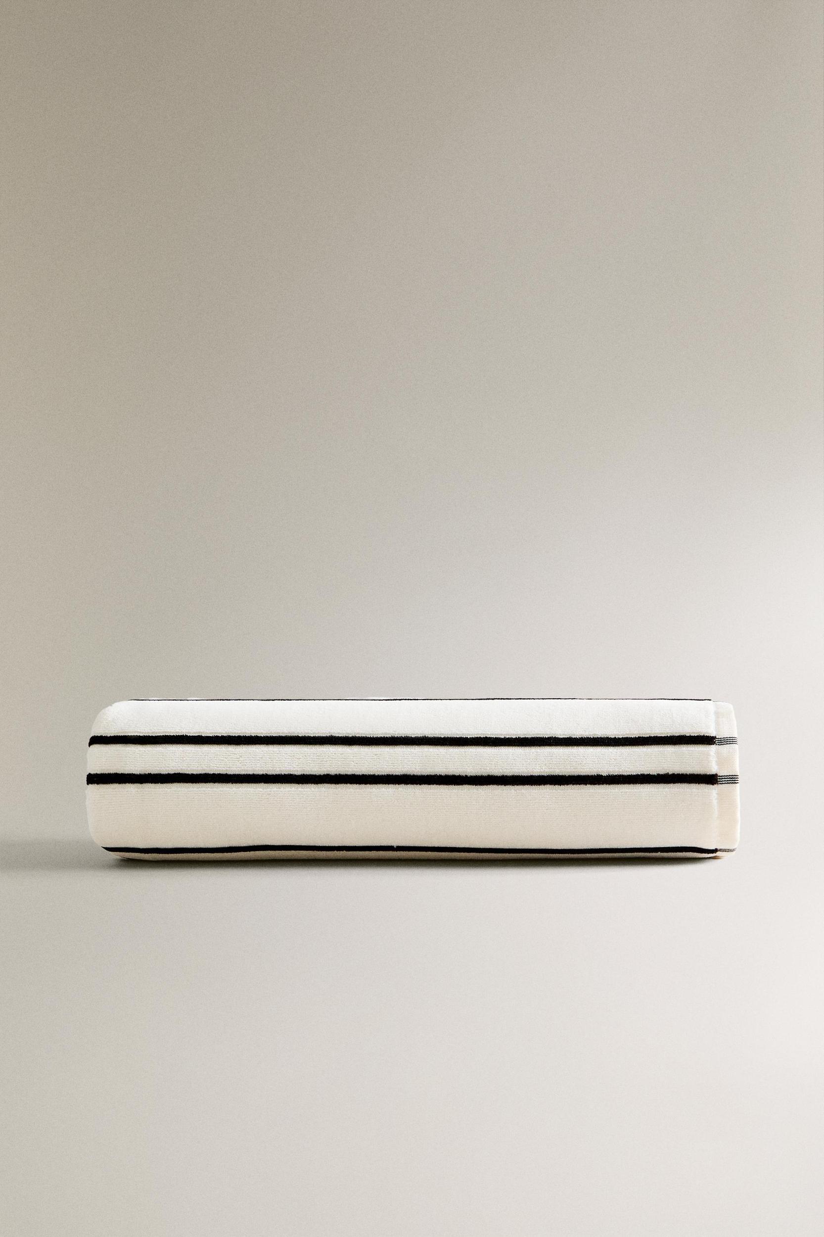 VELOUR BEACH TOWEL WITH THIN STRIPES Product Image