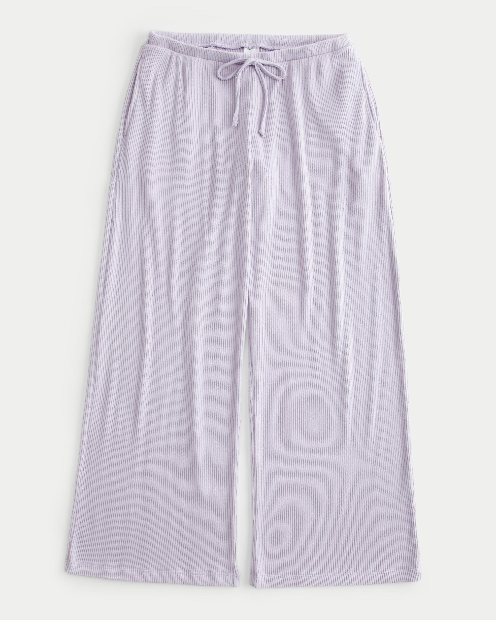 Cozy Ribbed Drawstring Baggy Pants Product Image