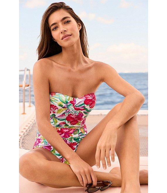 Tommy Bahama Island Cays Fiesta Floral Print Strapless One Piece Swimsuit Product Image