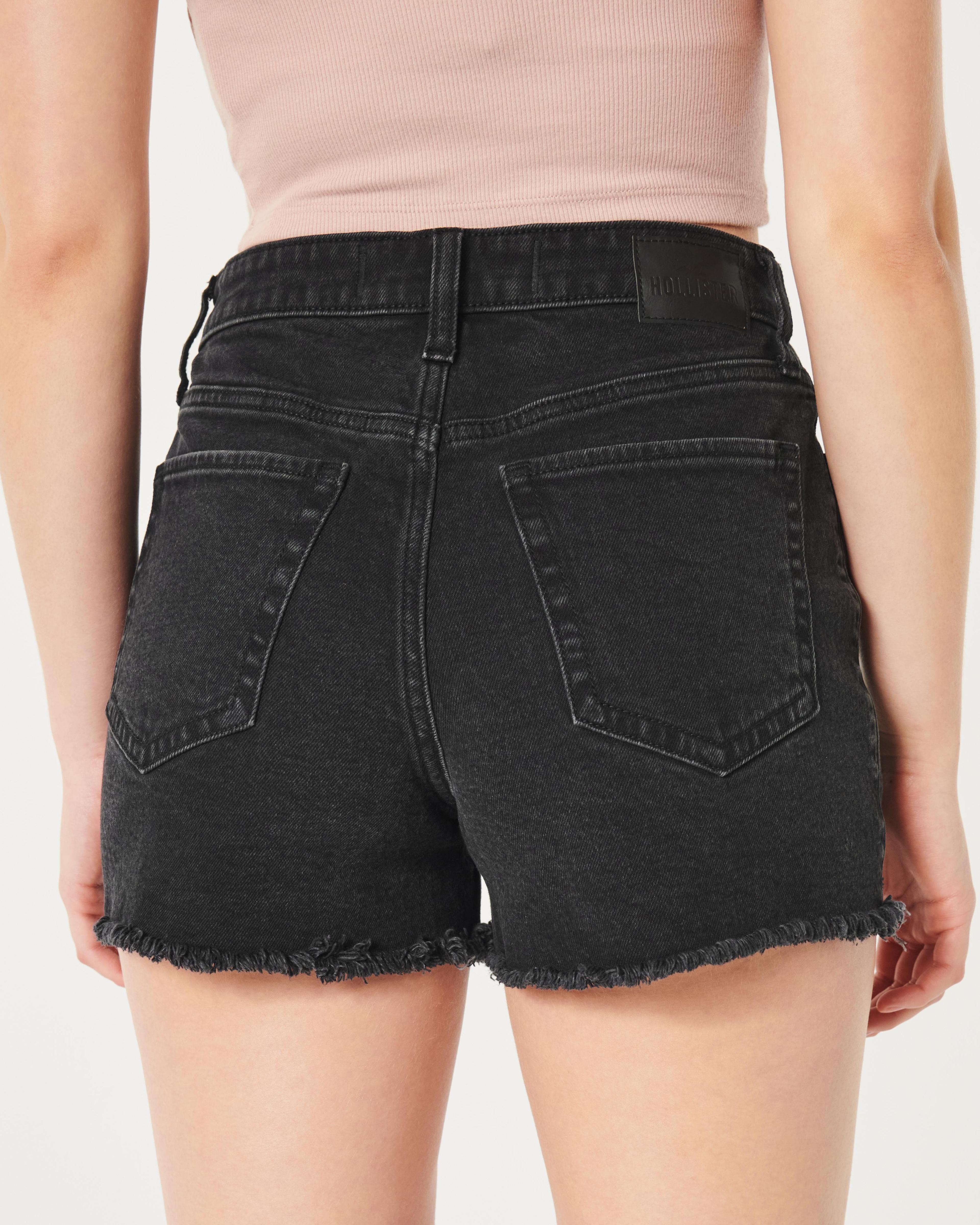 Ultra High-Rise Dark Wash Denim Mom Shorts Product Image