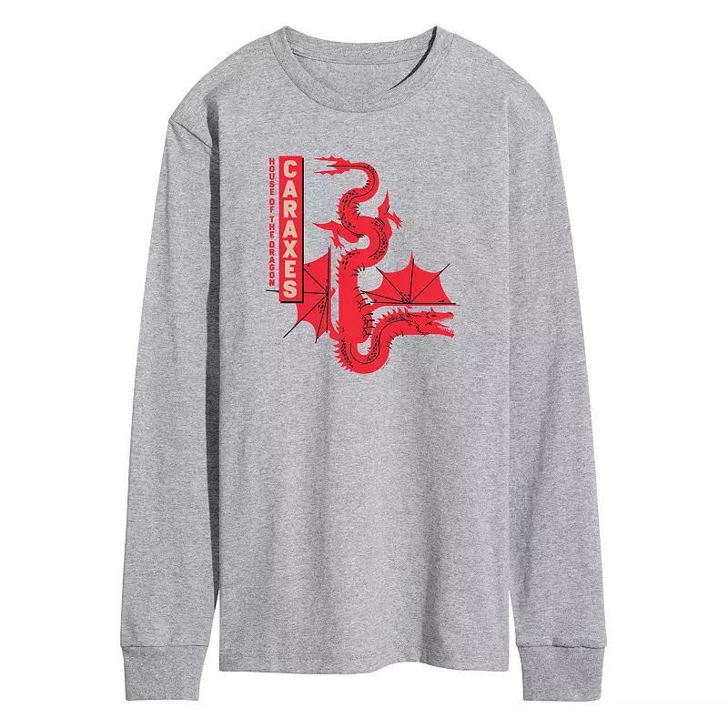 Men's House Of The Dragon Caraxes Dragon Long Sleeve Graphic Tee, Size: Large, Grey Gray Product Image