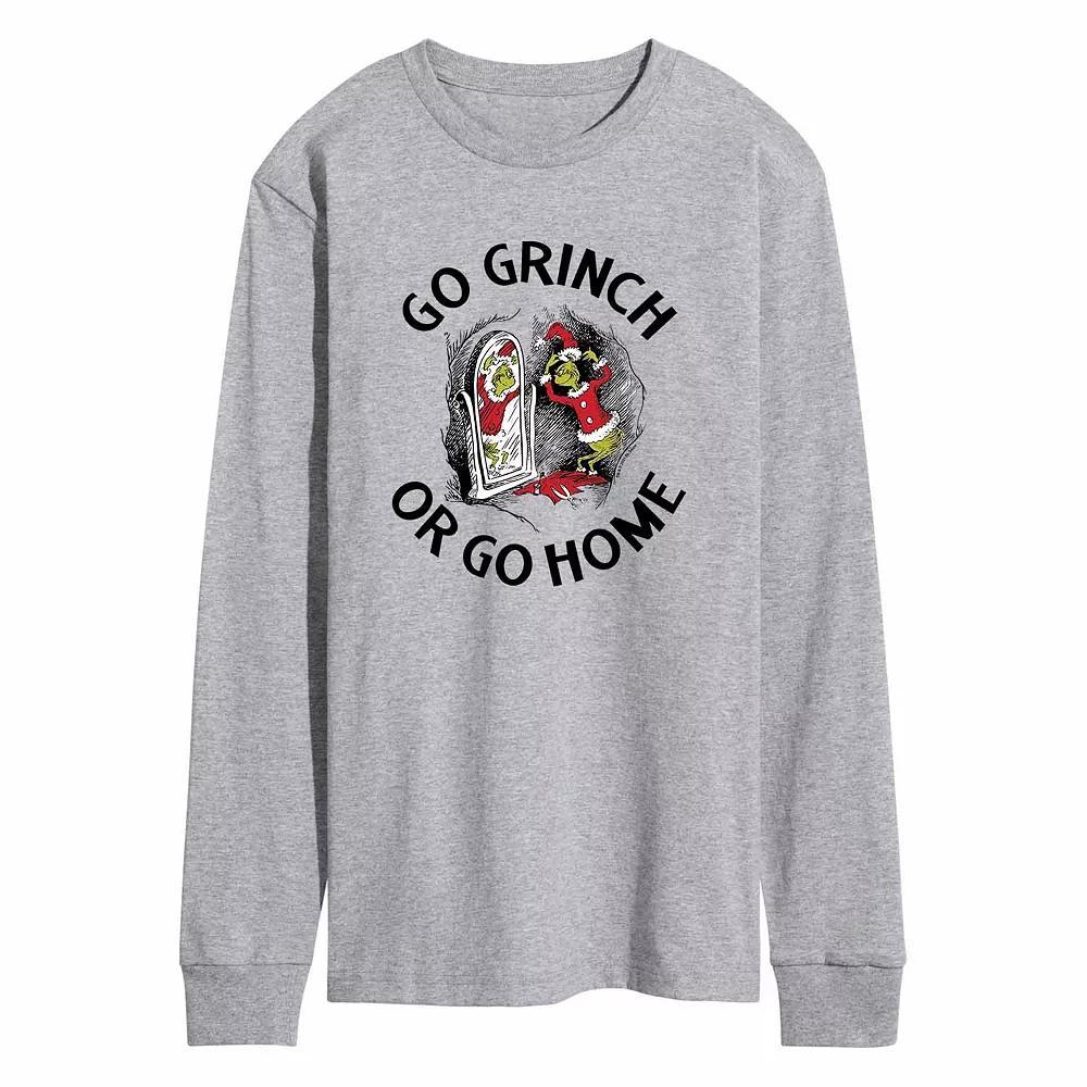 Men's Dr. Seuss The Grinch "Go Grinch Or Go Home" Tee, Size: XL, Gray Product Image