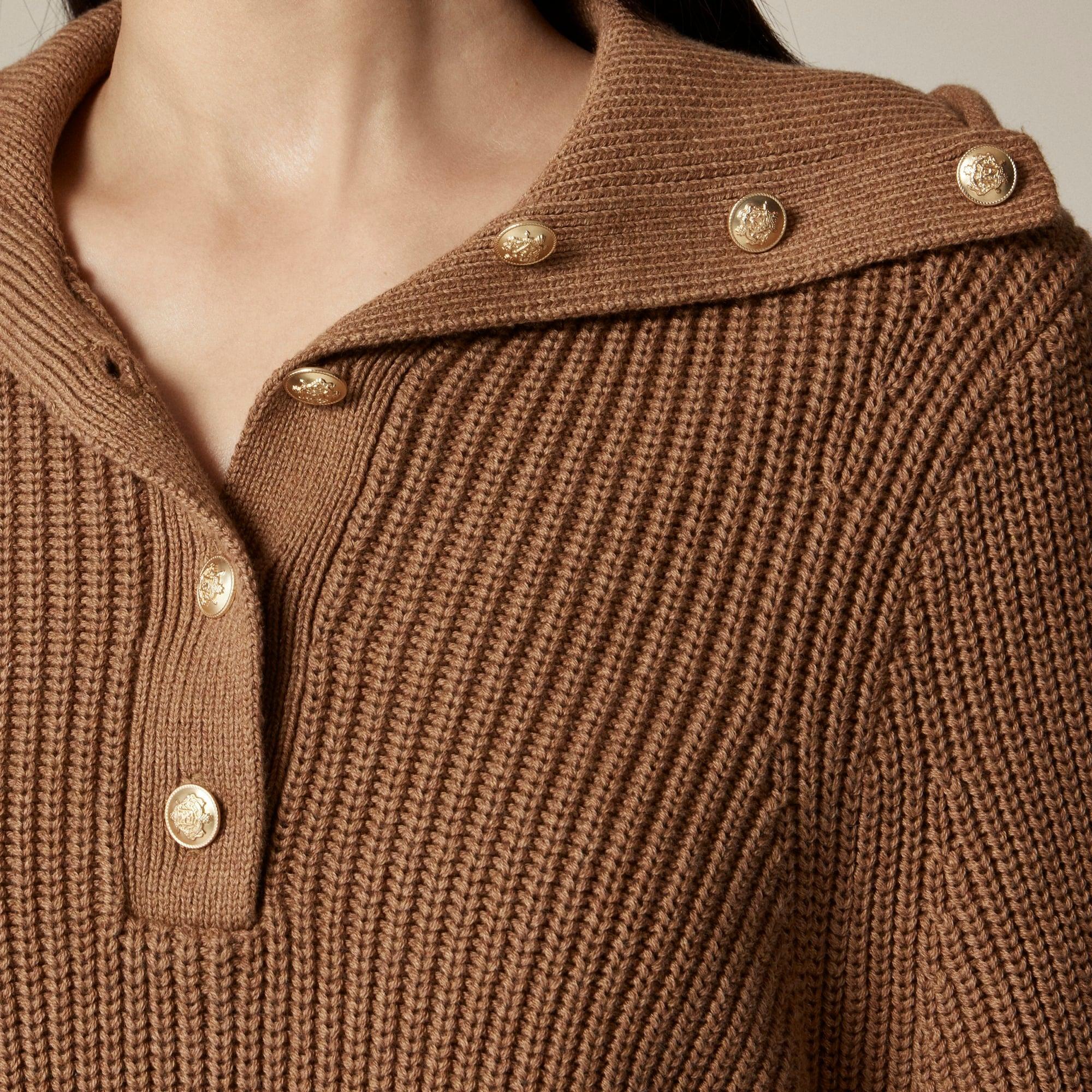 Ribbed cotton button-collar sweater Product Image