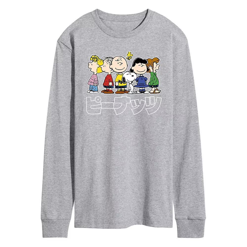 Men's Peanuts Kanji Group Long Sleeve Tee, Size: XXL, Black Product Image