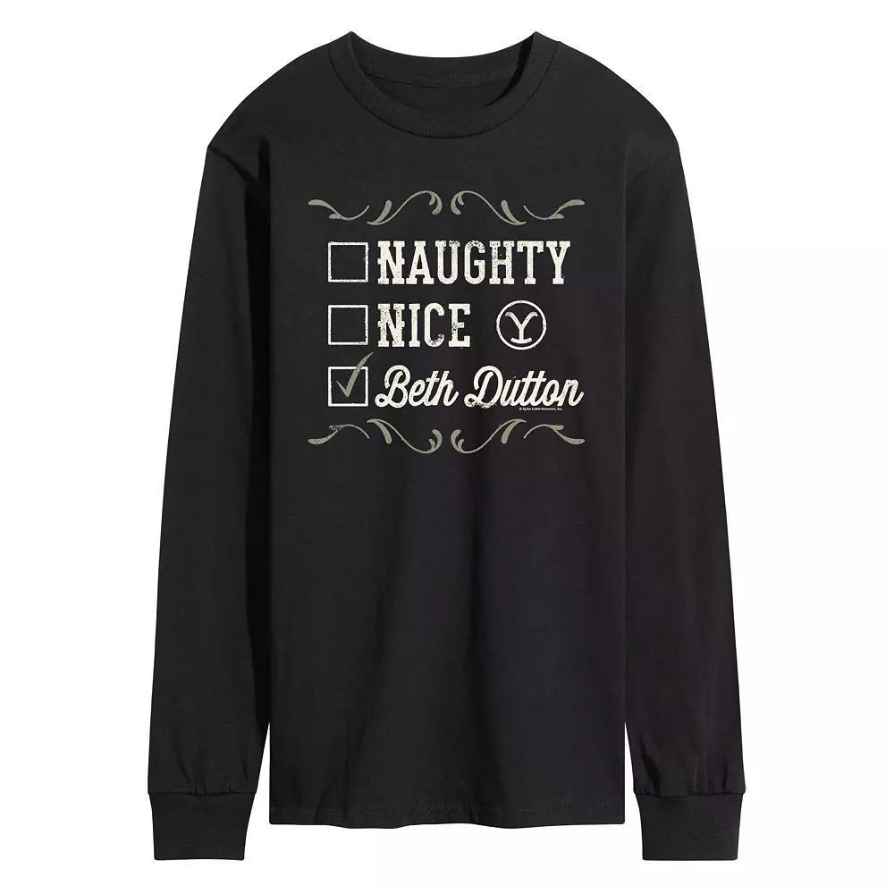 Men's Yellowstone Naughty Nice Beth Dutton Long Sleeve Tee,  Product Image