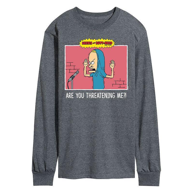 Mens Beavis And Butthead Threatening Me Long Sleeve Tee Product Image